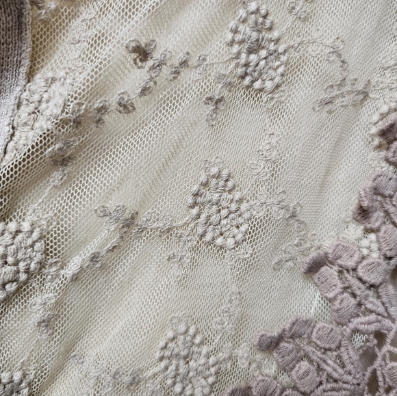 BKE Women’s Cream Crochet Textured Lace Knit Button Up Sheer Cardigan Sweater M - Picture 8 of 10